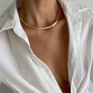Stainless Steel 18K Gold Plated or Silver Plated Chain Herringbone Necklace
